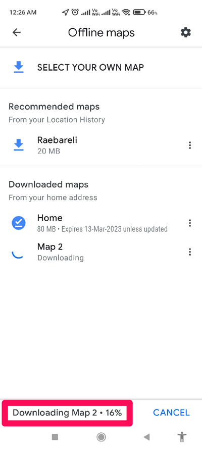 access the downloaded map