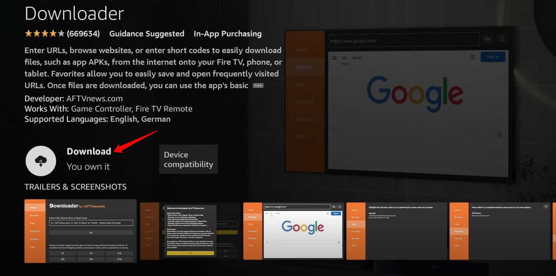 download the downloader app on Amazon app store