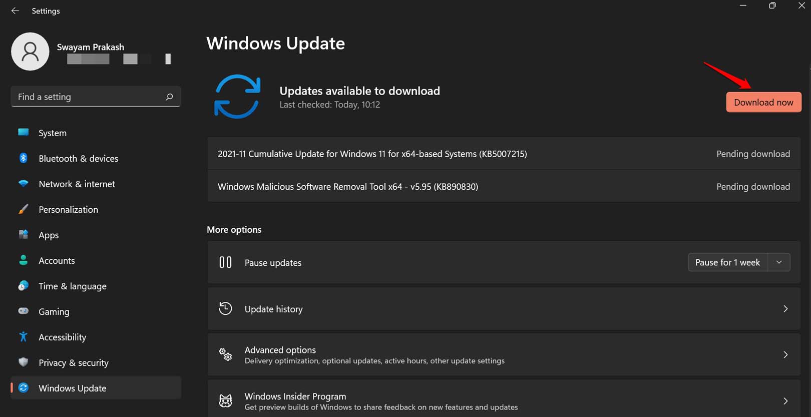 Télécharger la mise à jour pour Windows 11
