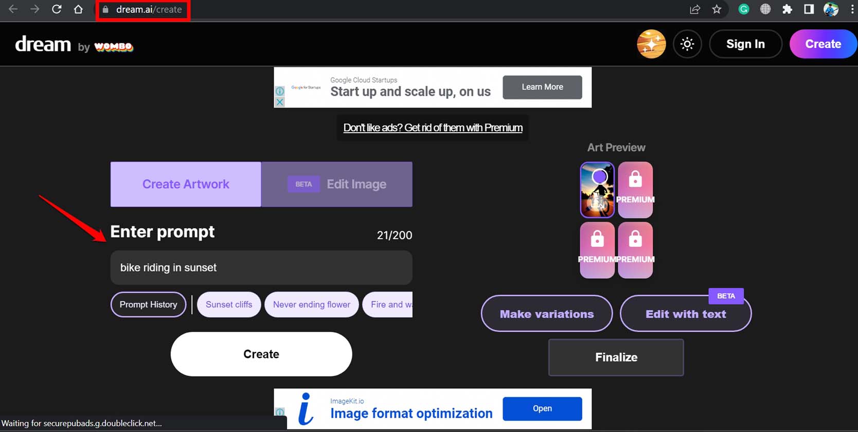 dream AI image generator tool