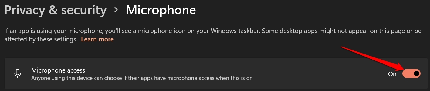 enable Microphone access