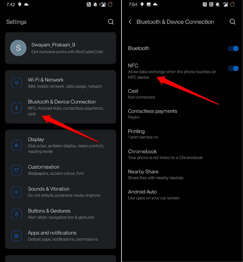 enable NFC from Android OS settings