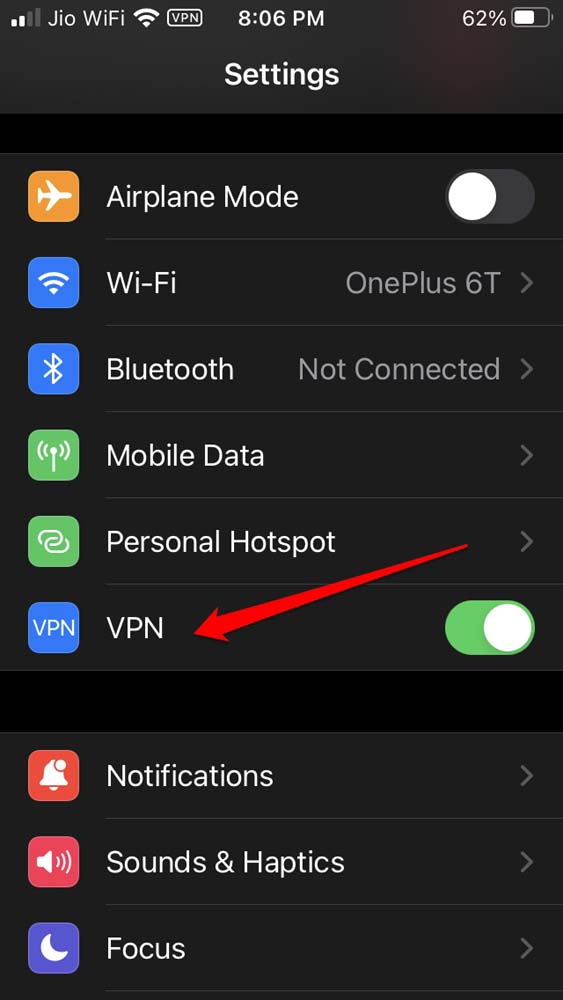 enable VPN and use instagram