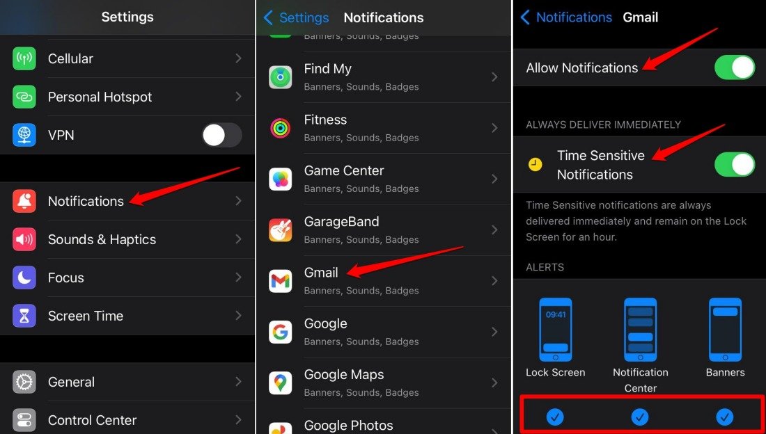 enable all notifications for iOS app