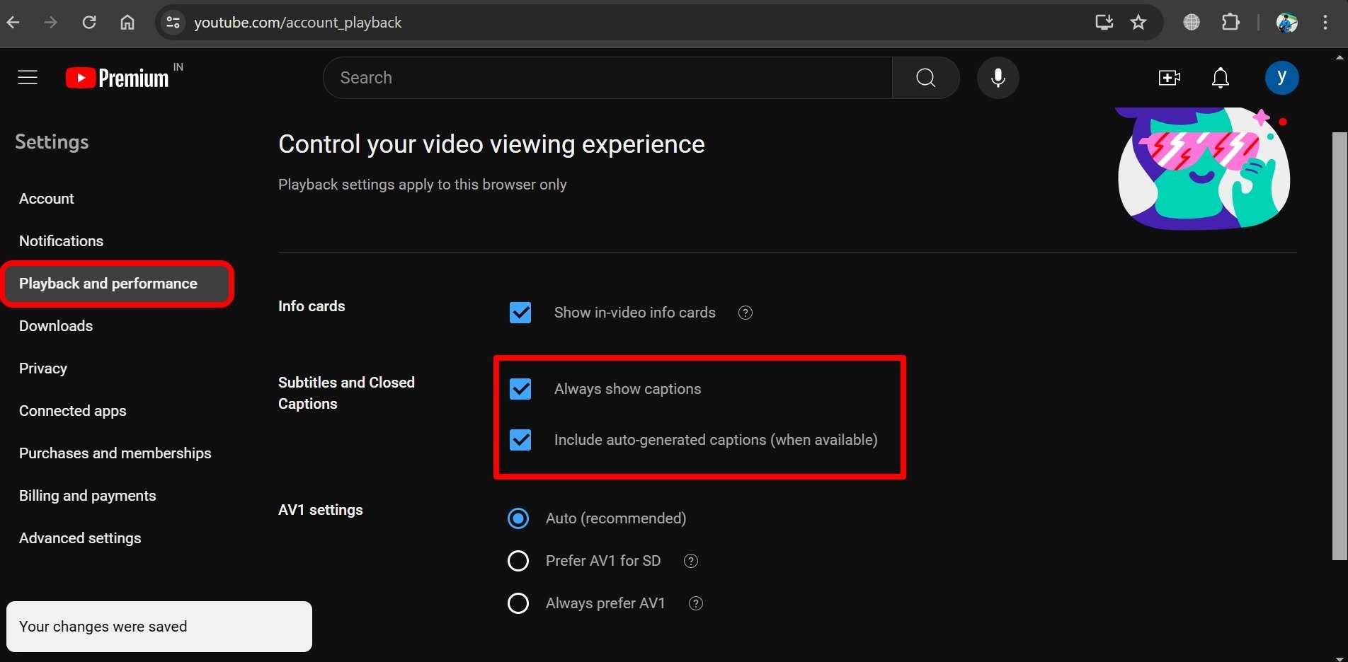 enable auto generated captions for YouTube PC