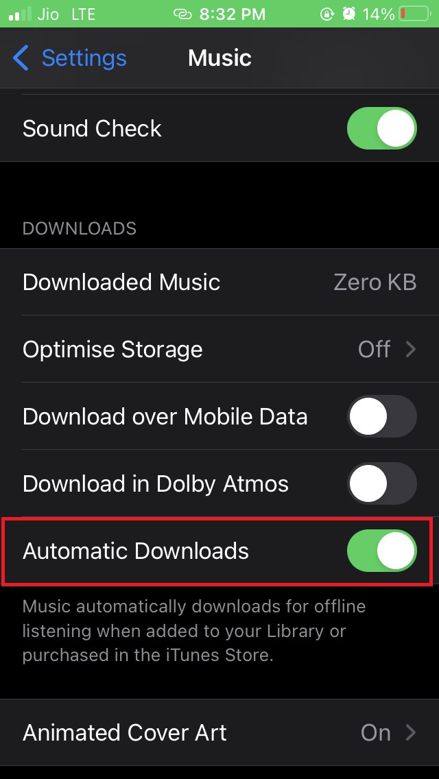 enable automatic downloads for Apple Music