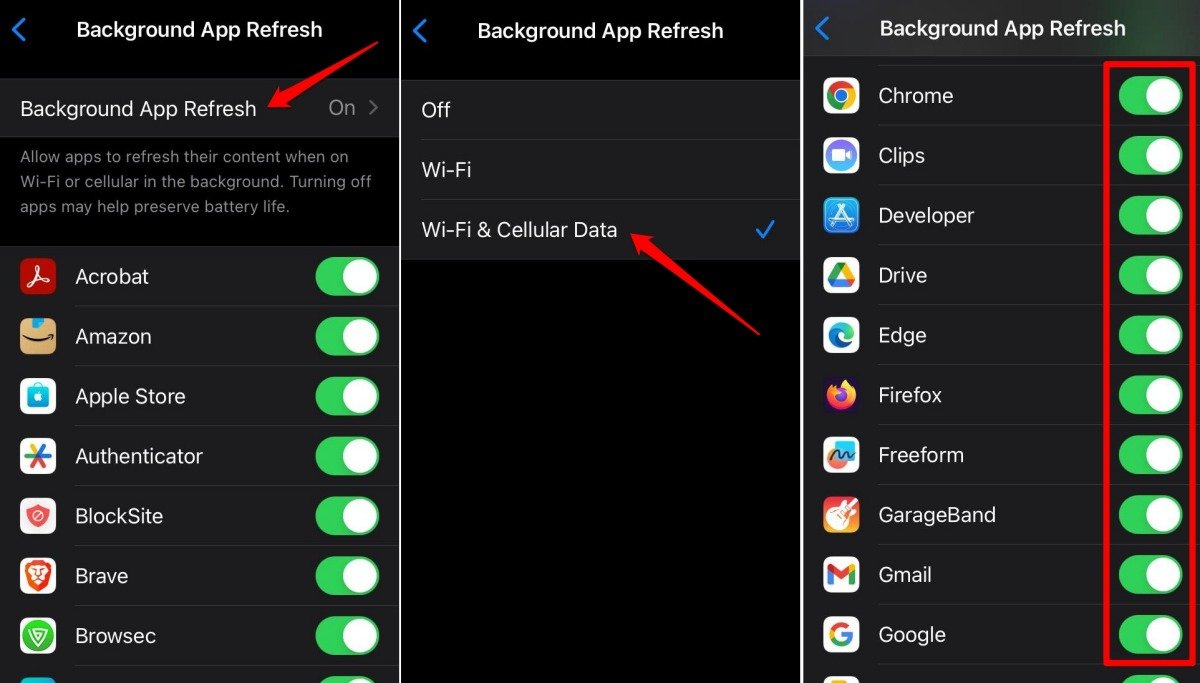 enable background refresh for apps in iOS 17
