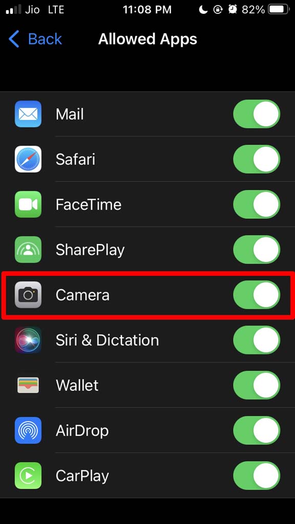 enable camera app