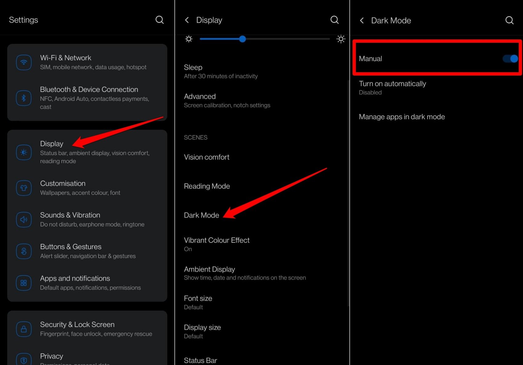 enable dark mode on Android device