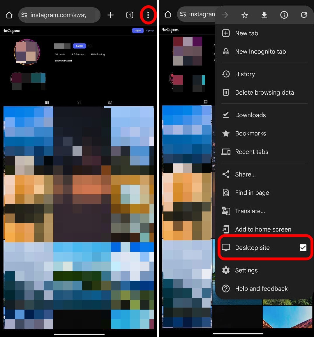 enable desktop site on Chrome