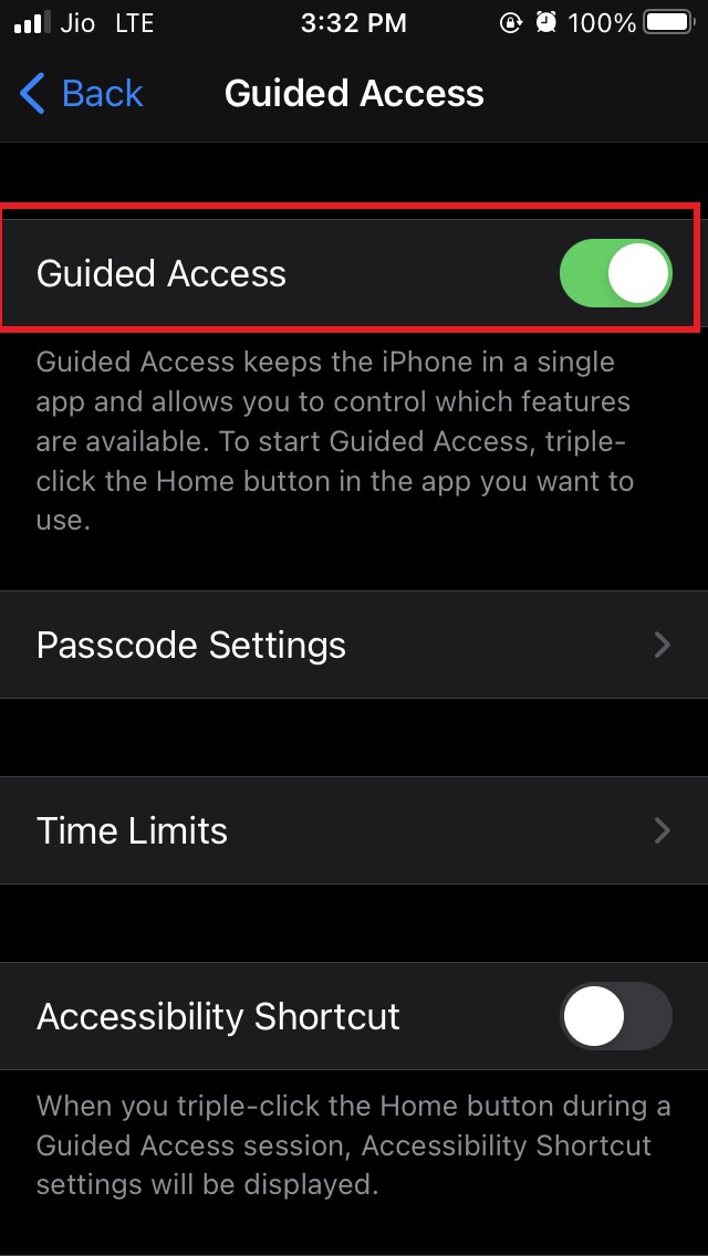 enable guided access feature
