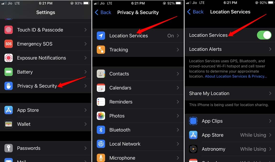 enable location services on iPhone iOS 16