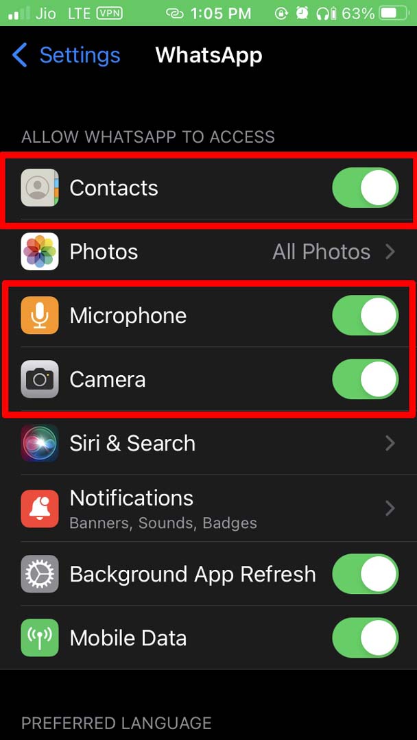enable-microphone camera for WhatsApp