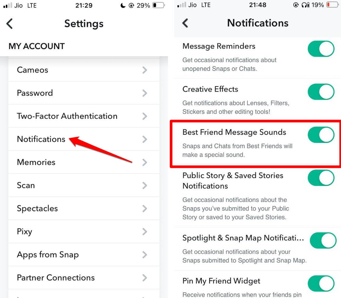 enable notification sound in Snapchat for iOS