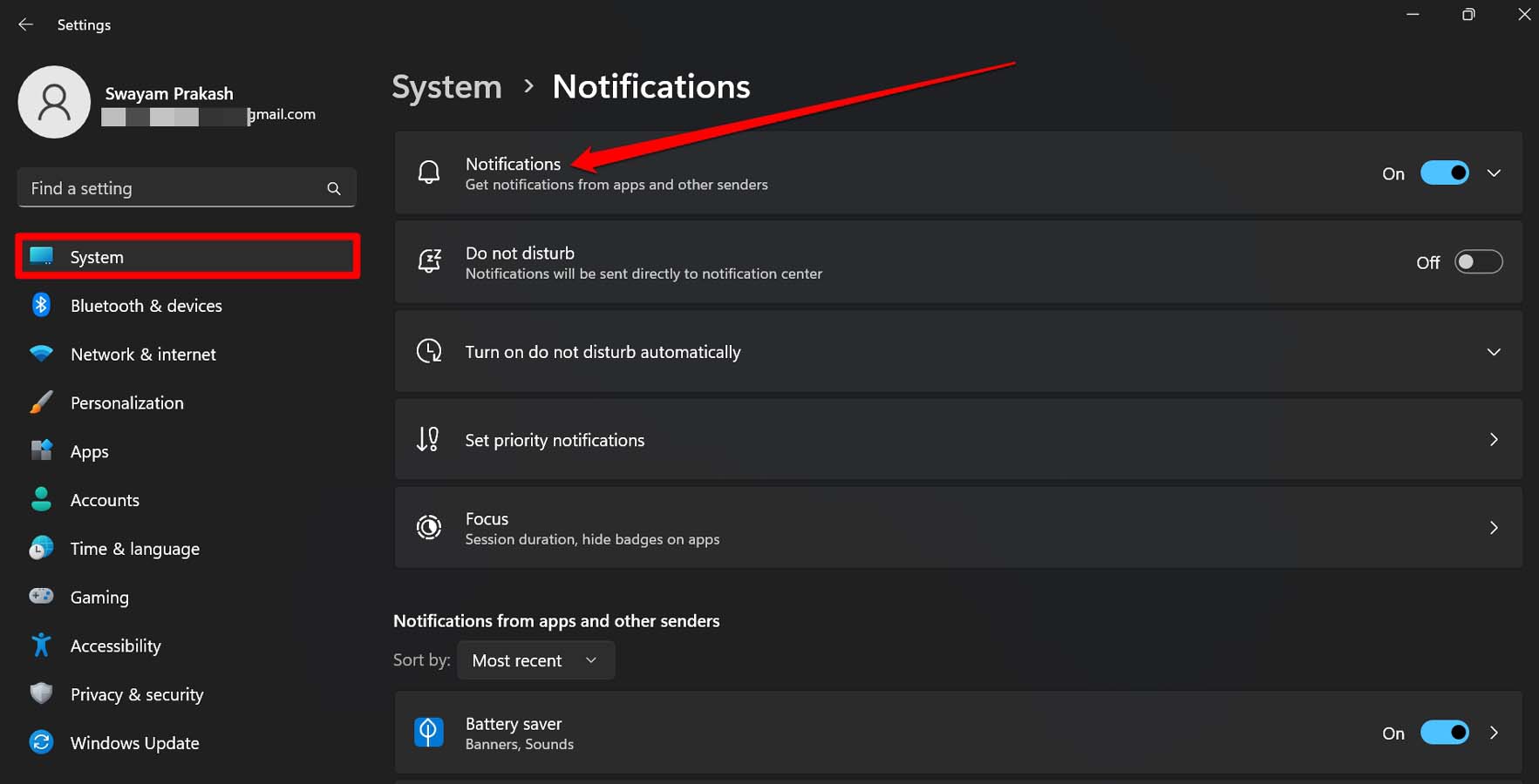 enable notifications Windows