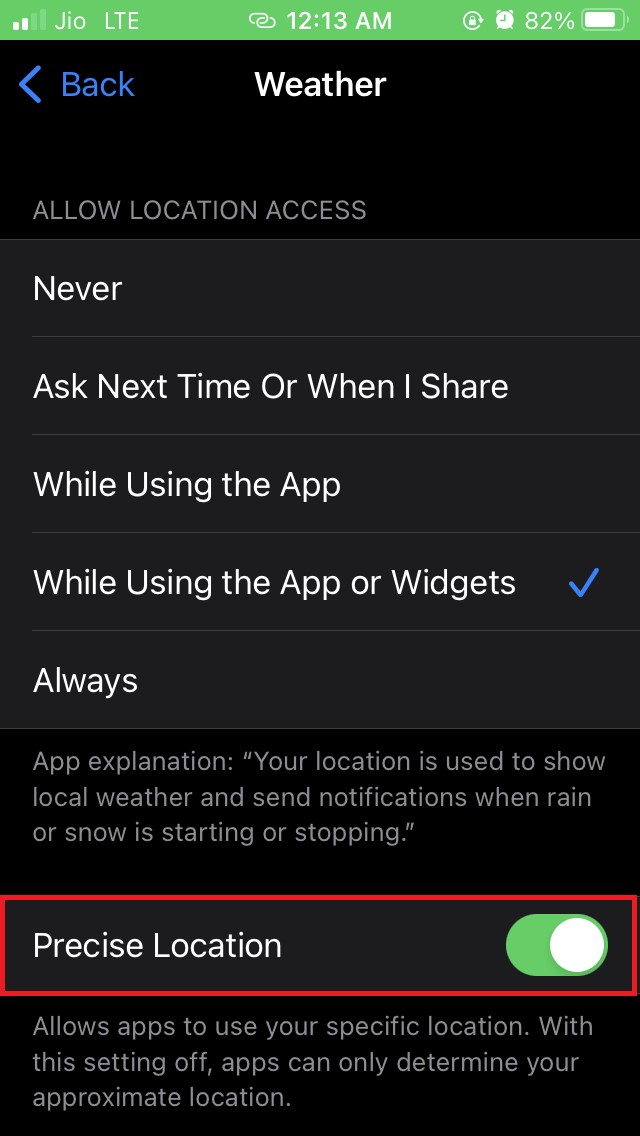 enable precise location iPhone