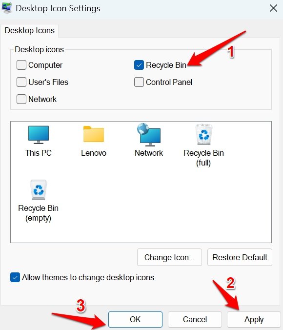 enable recycle bin on windows desktop