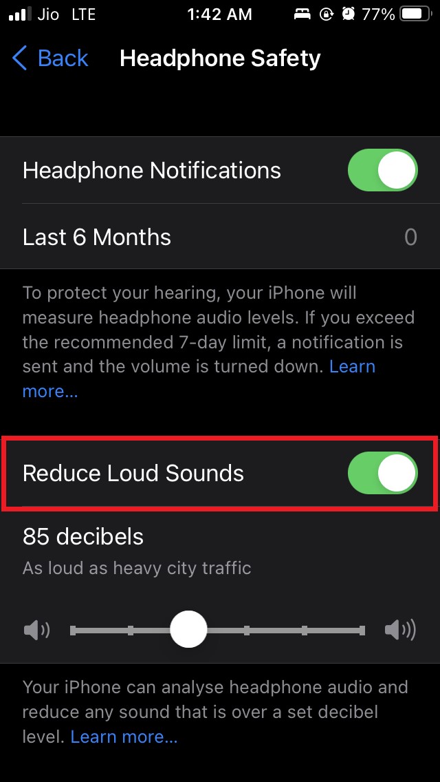 enable reduce loud sounds