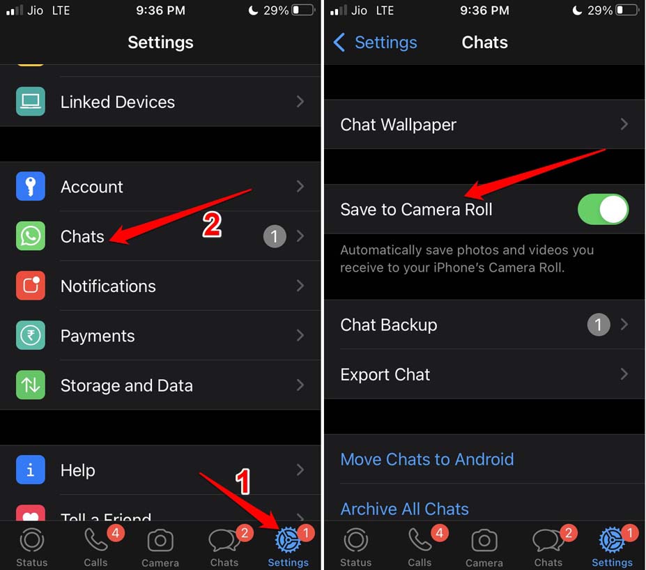 enable save to camera roll feature