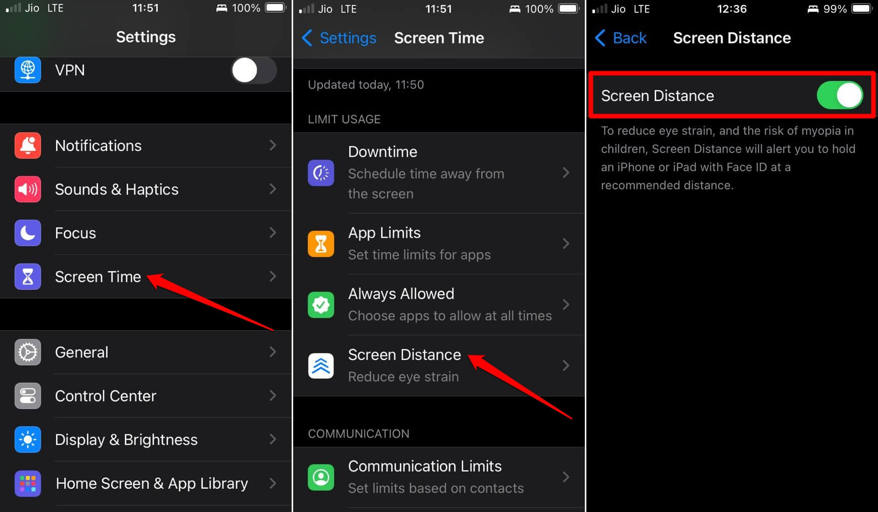 enable screen distance on iPhone iOS 17