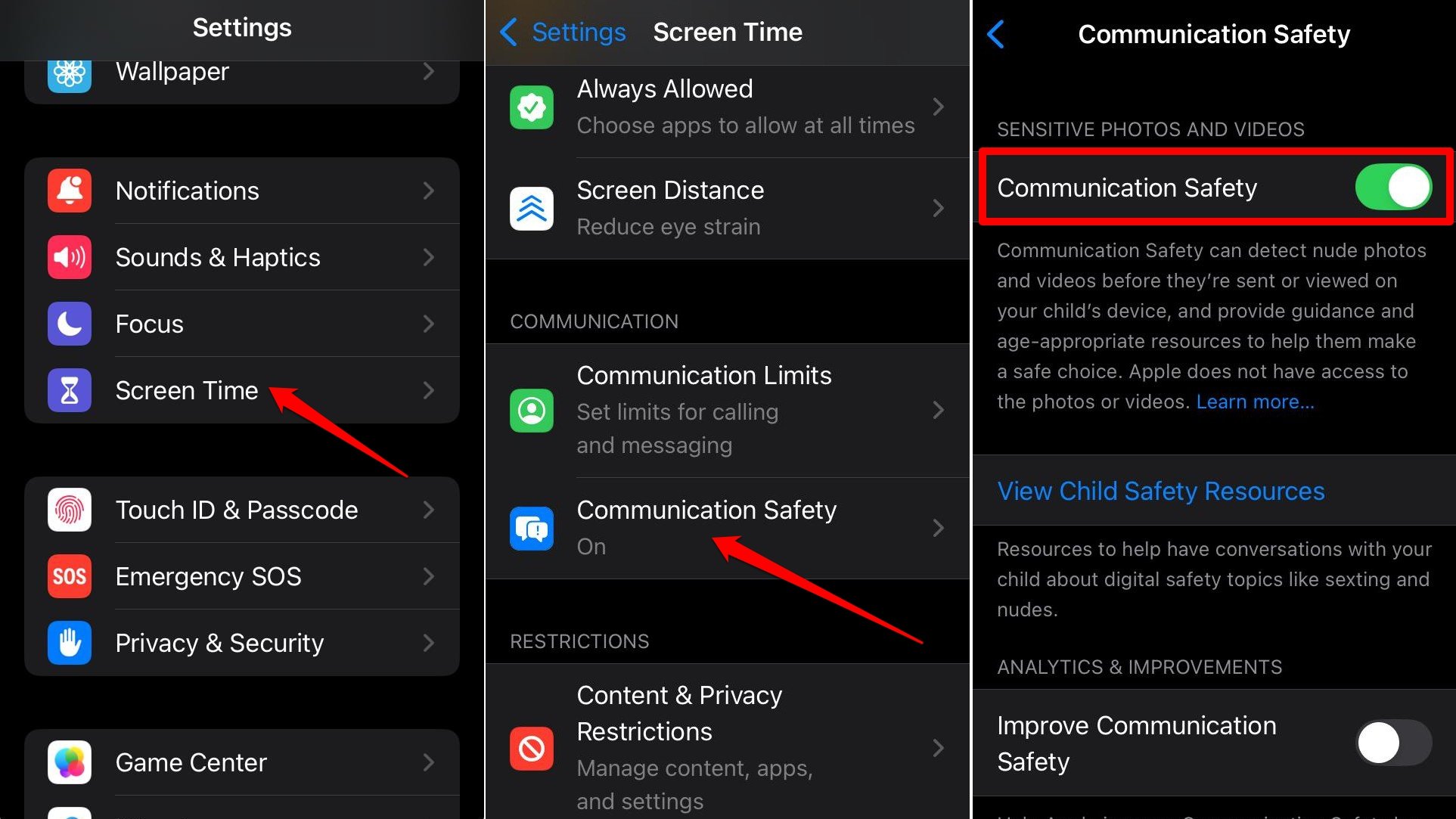 enable sensitive content warning on iPhone
