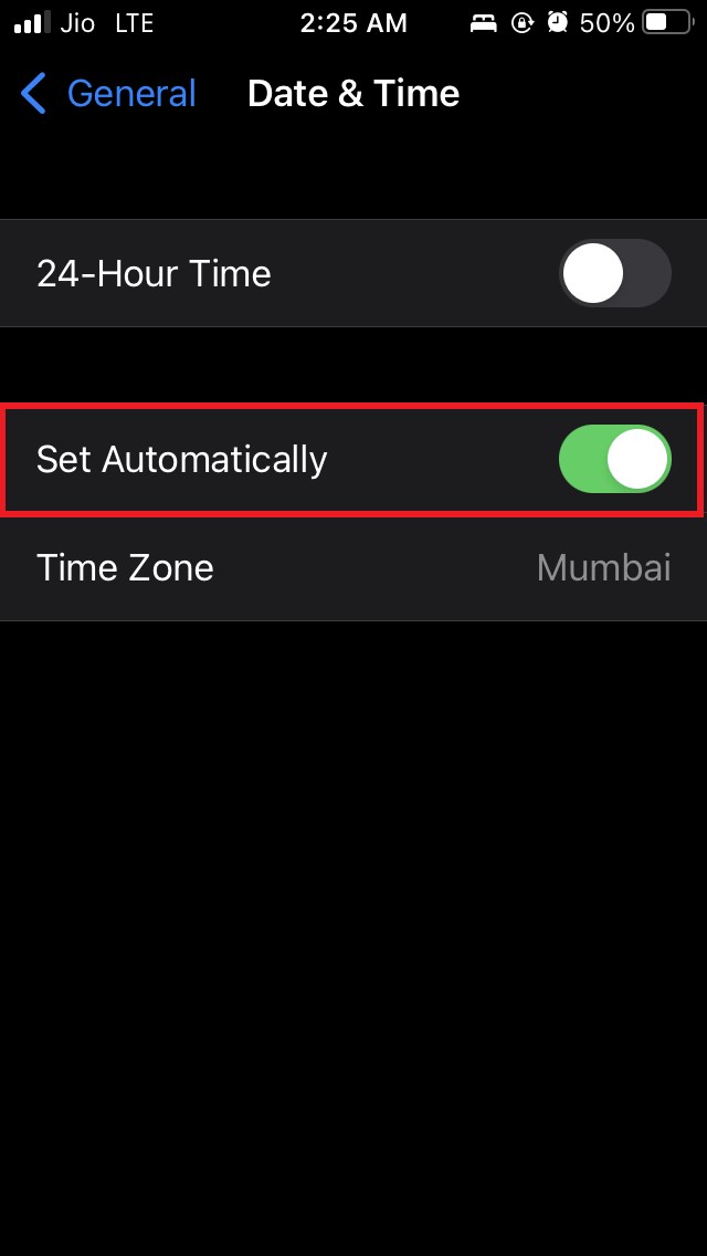 enable set time automatically