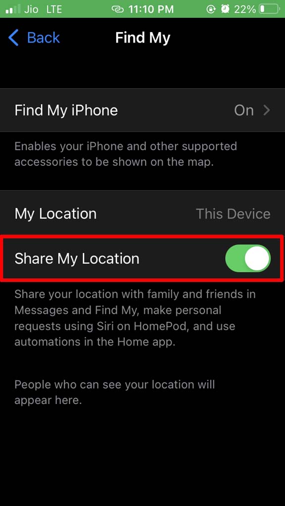 enable share my location