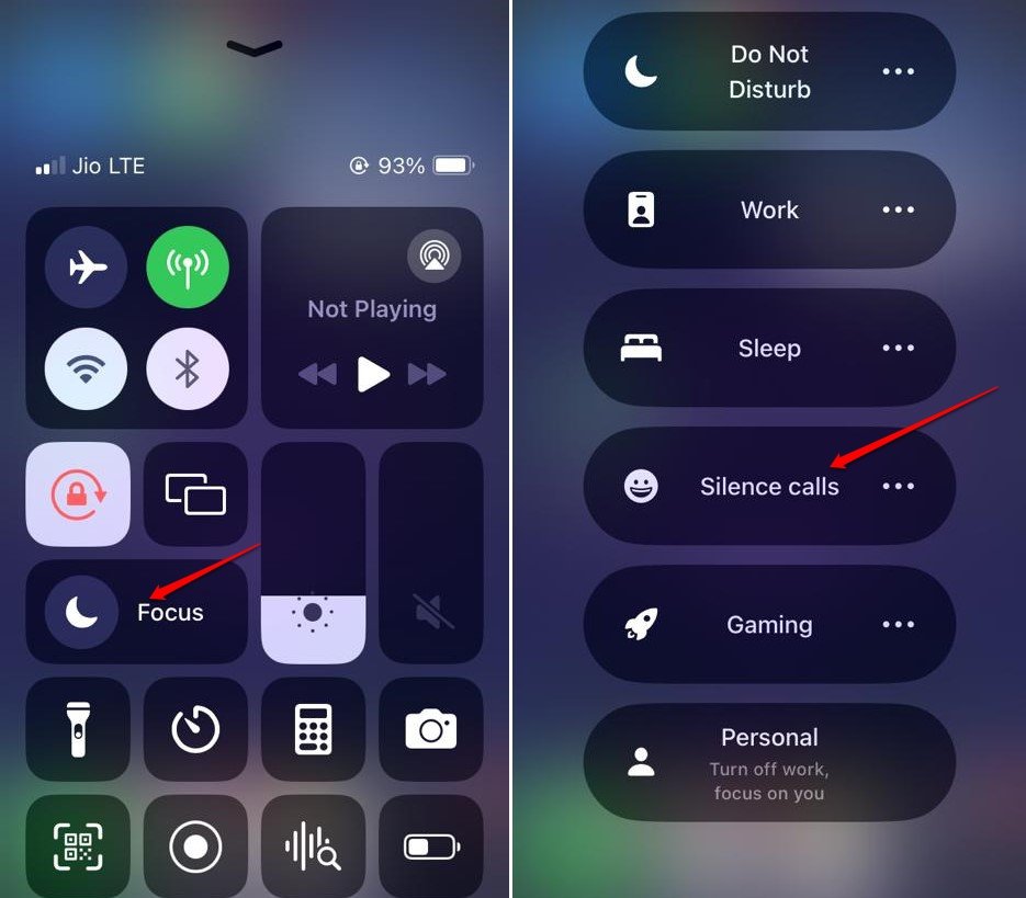 enable the custom focus mode to silence calls on iPhone