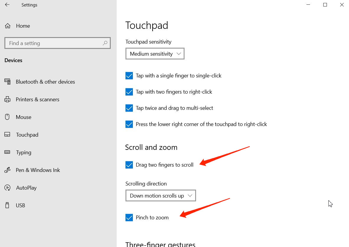 turn off touchpad zoom windows 10