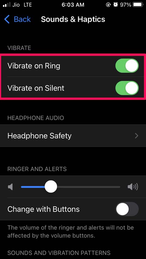 enable vibrate on silent