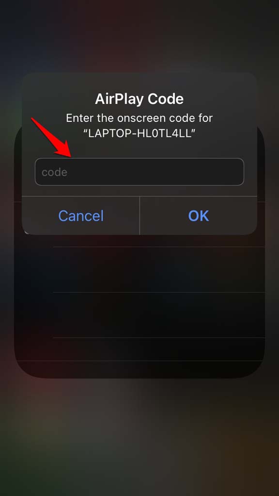 enter AirPlay code