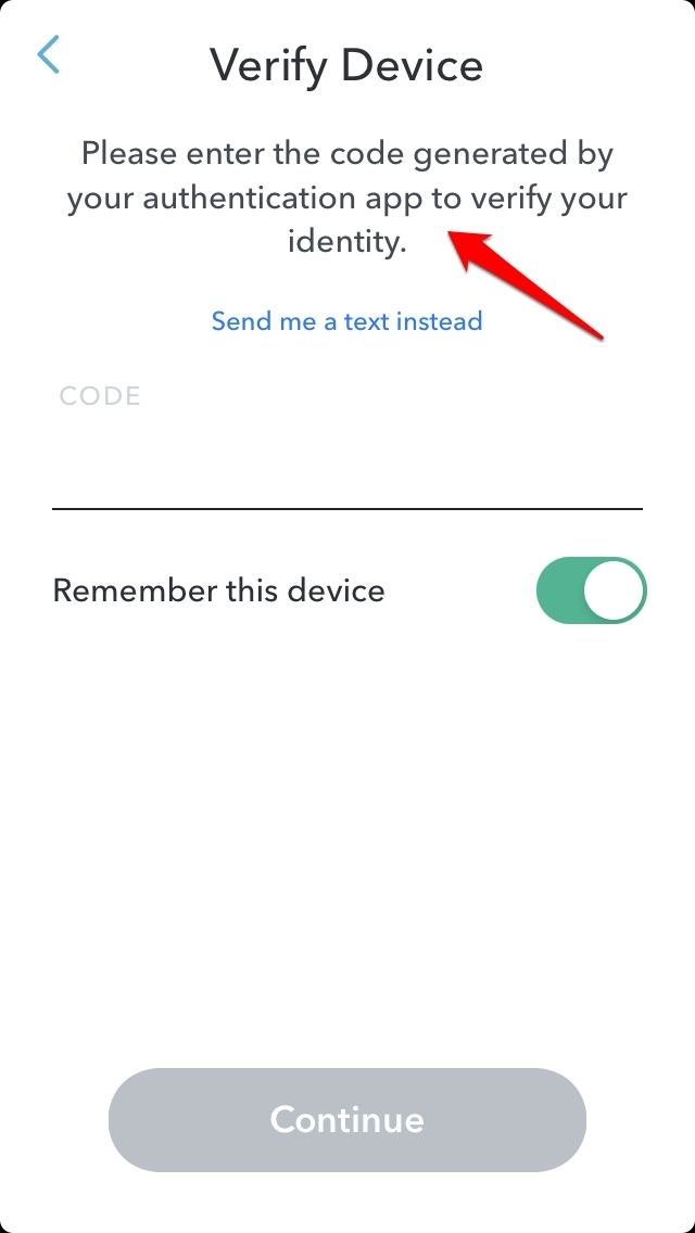 enter code generated by authenticator app