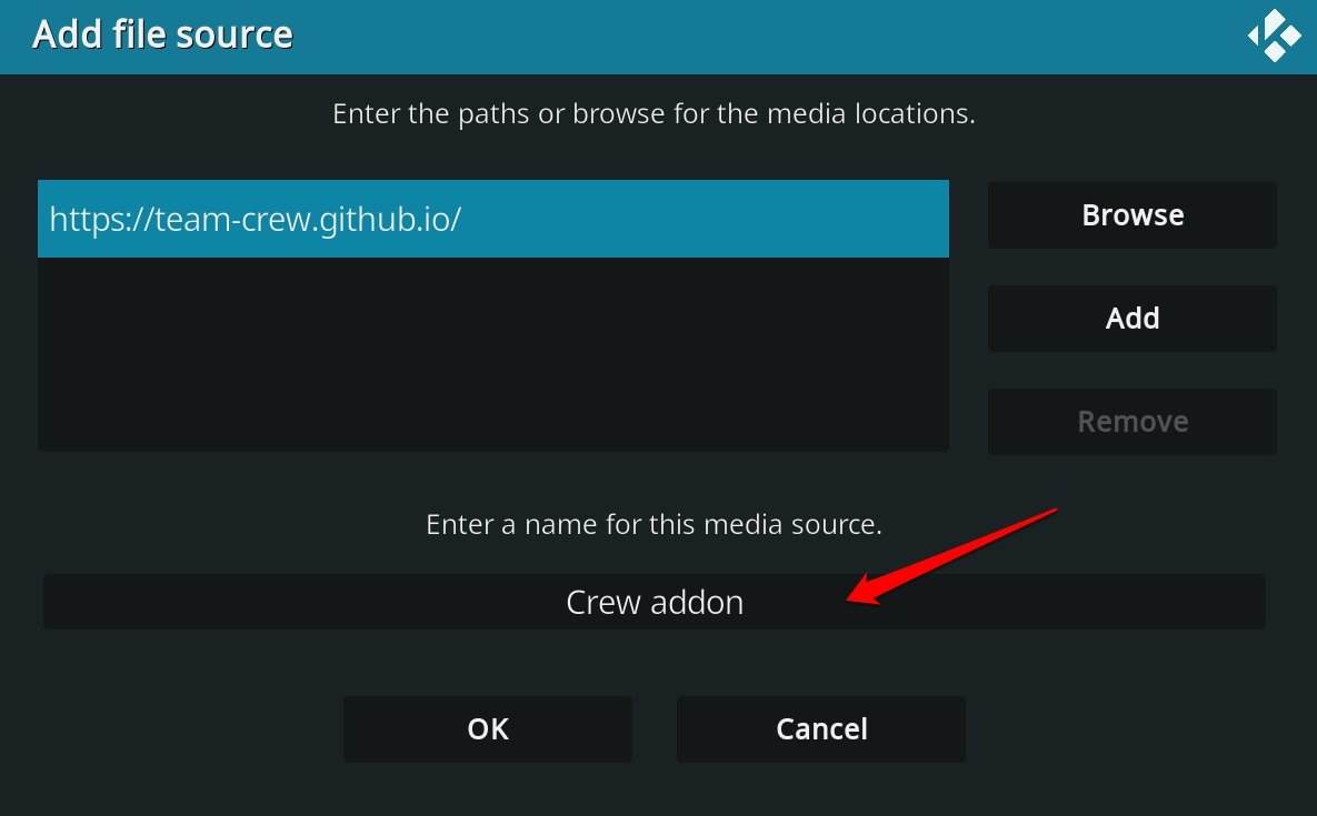 enter name for the media source