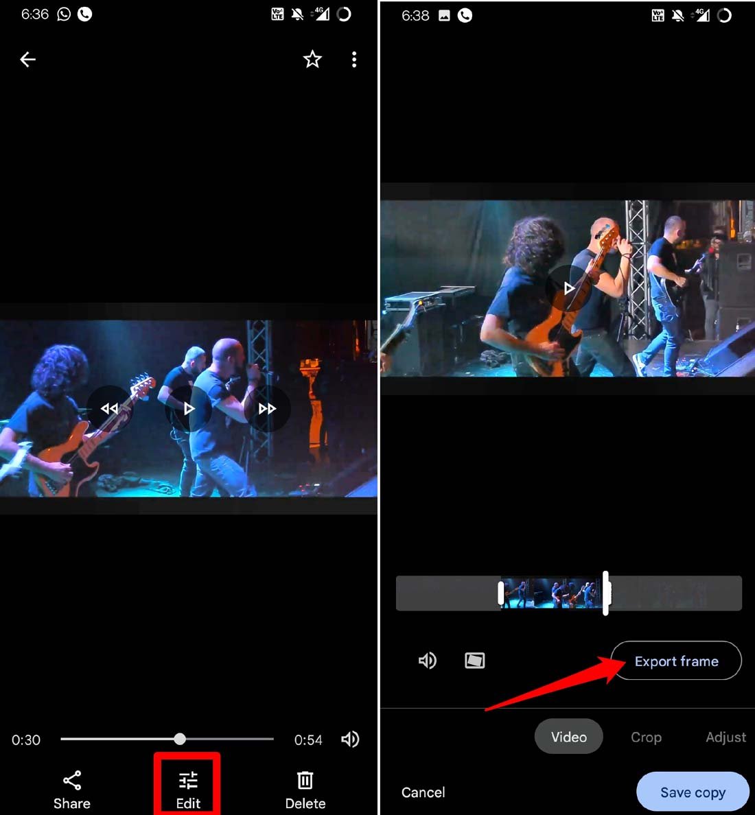 export frame off a video in Google Photos