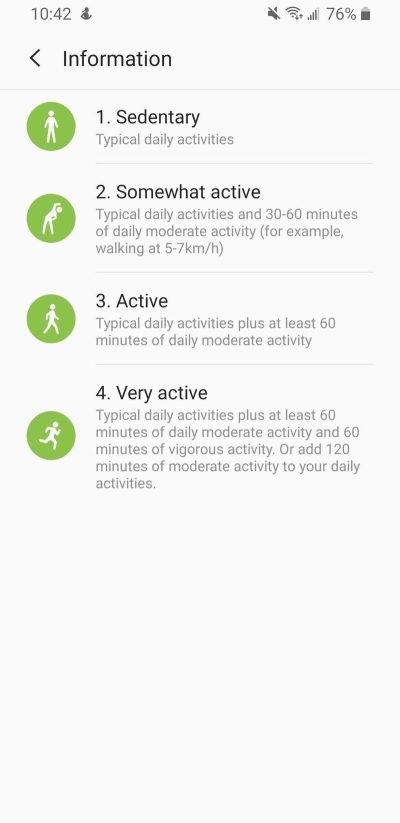 samsung health activifty info