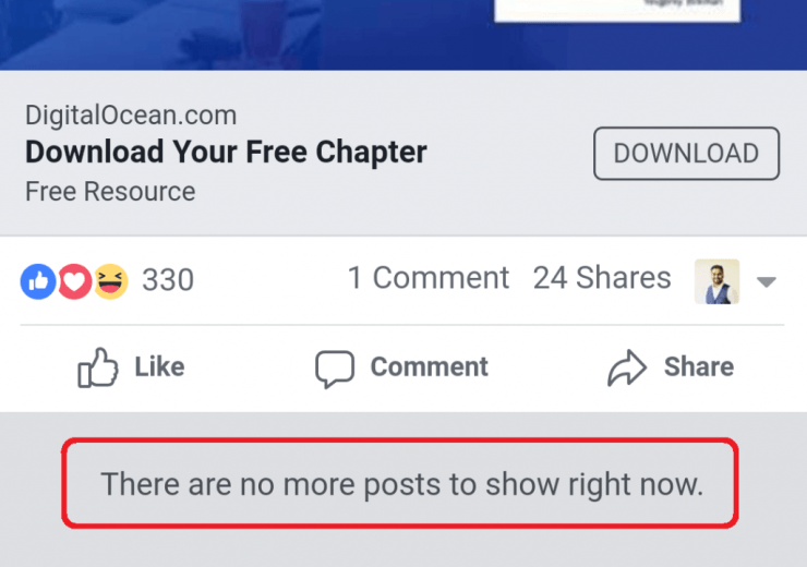 Facebook there are no more post to show right now