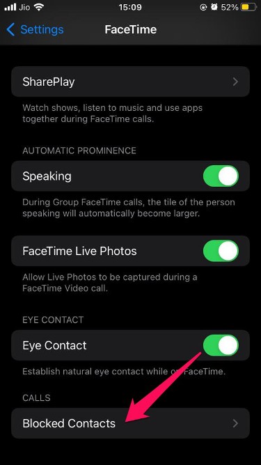 facetime blocked contacts