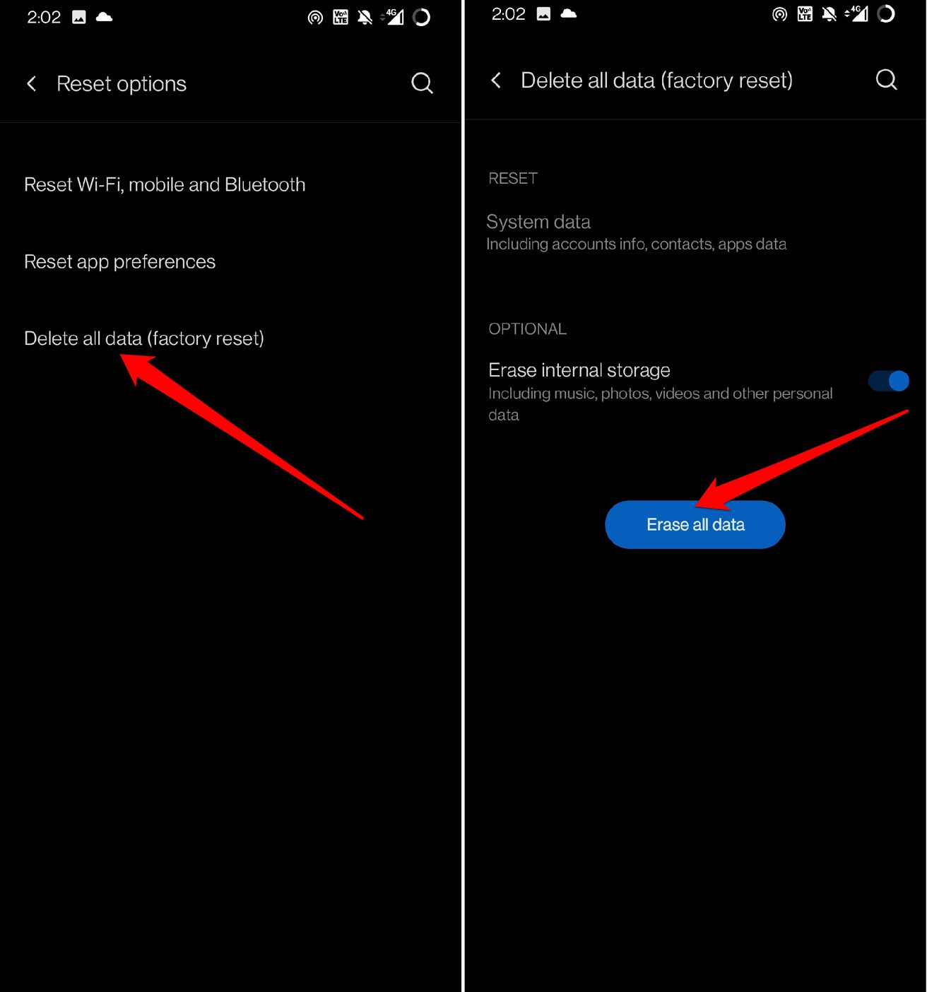 factory reset Android phone