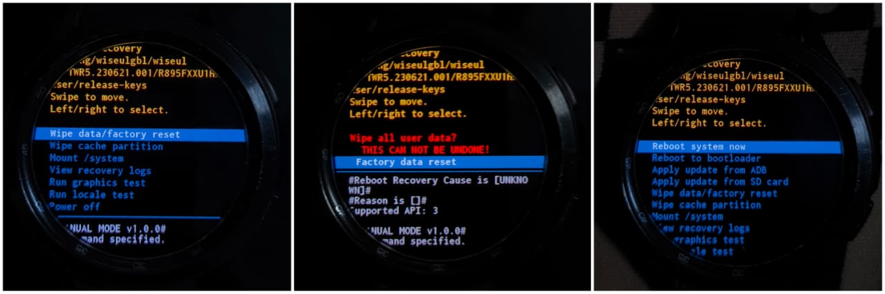factory reset galaxy watch using Recovery
