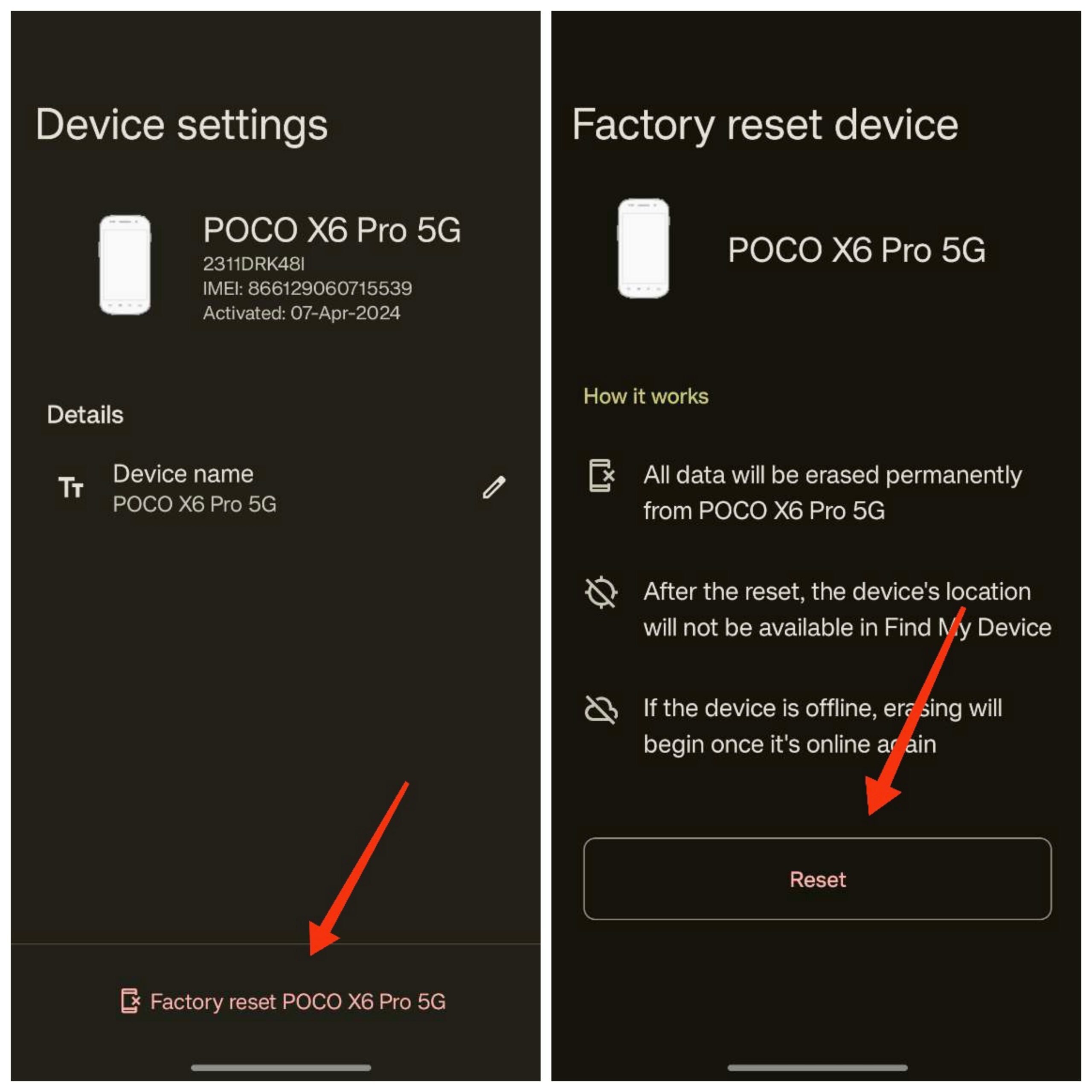 factory reset phone using the Find My Device app