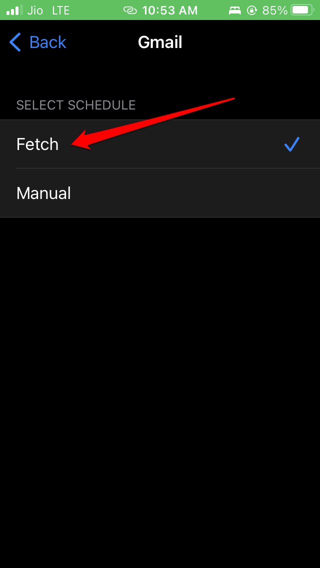 fetch from Gmail enabled
