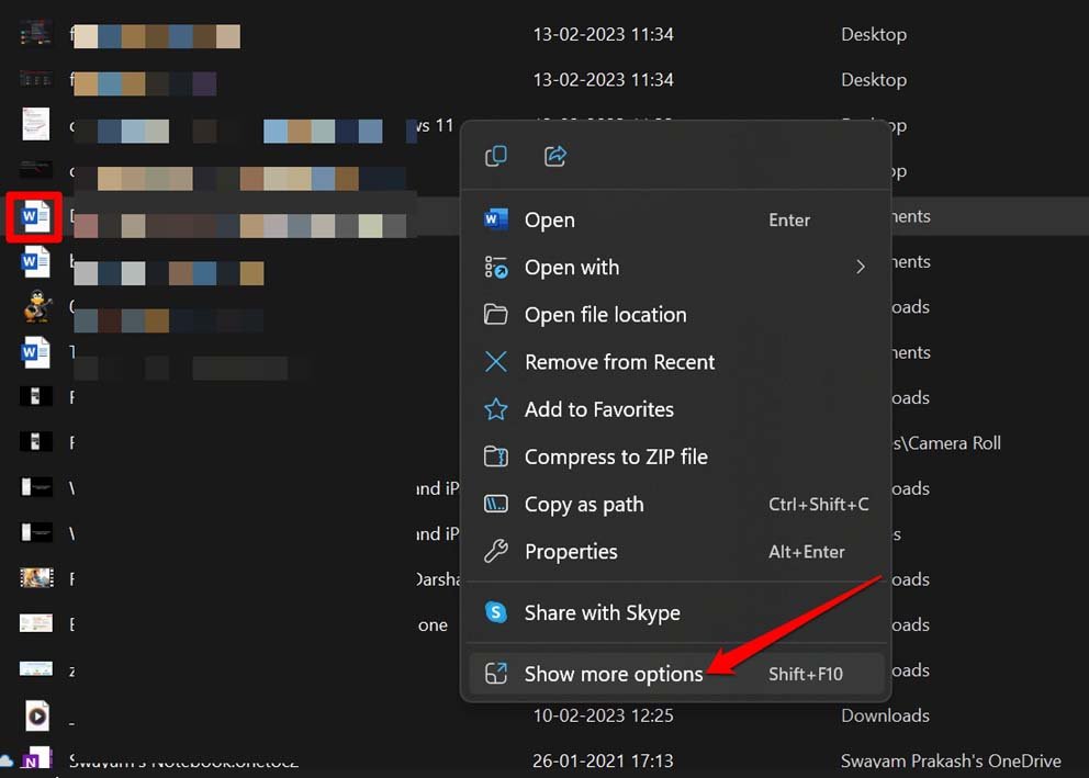 file explorer show more options