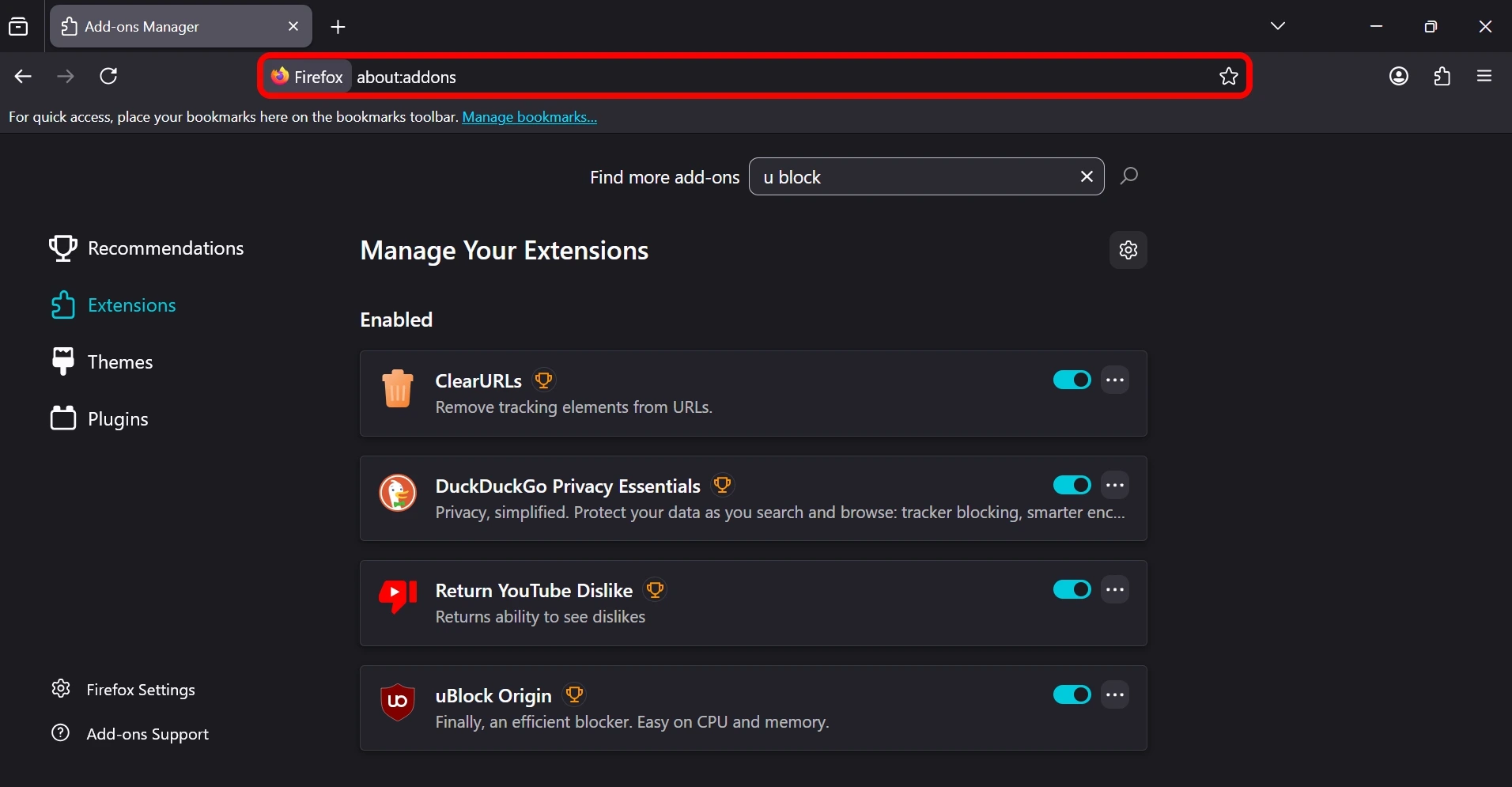 firefox extensions enabled