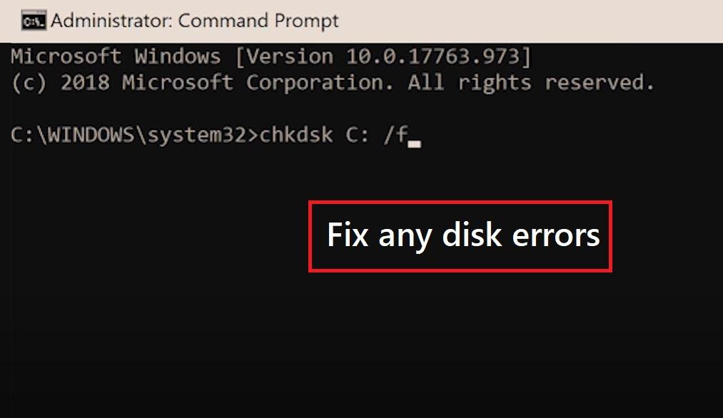 fix any disk errors