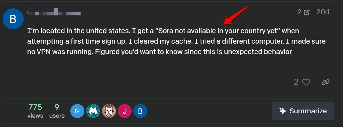 fix sora not available in your country yet 