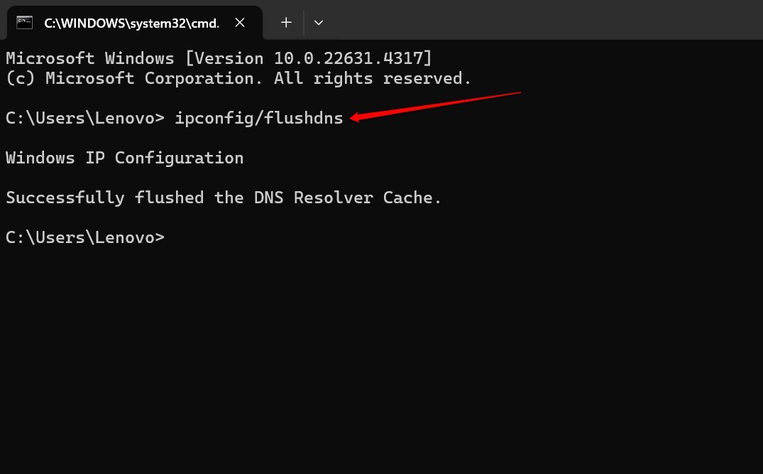 flush DNS resolver cache using command prompt