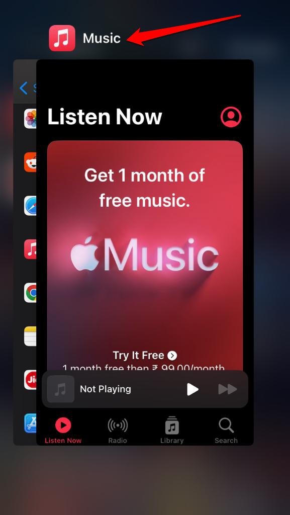 force close Apple Music app