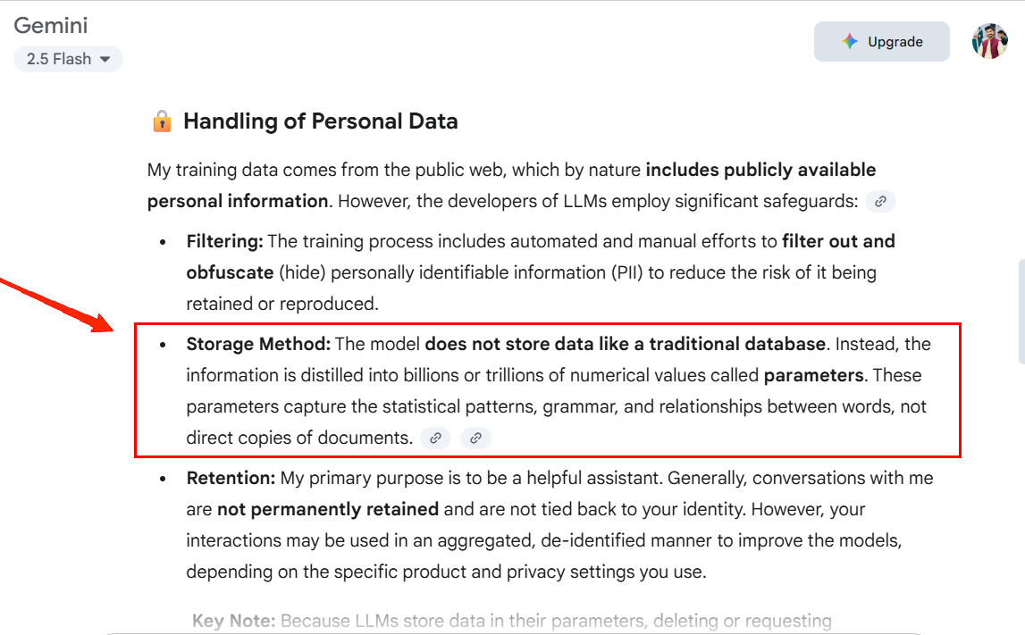 gemini - Do you retain any personal or copyrighted data from websites 