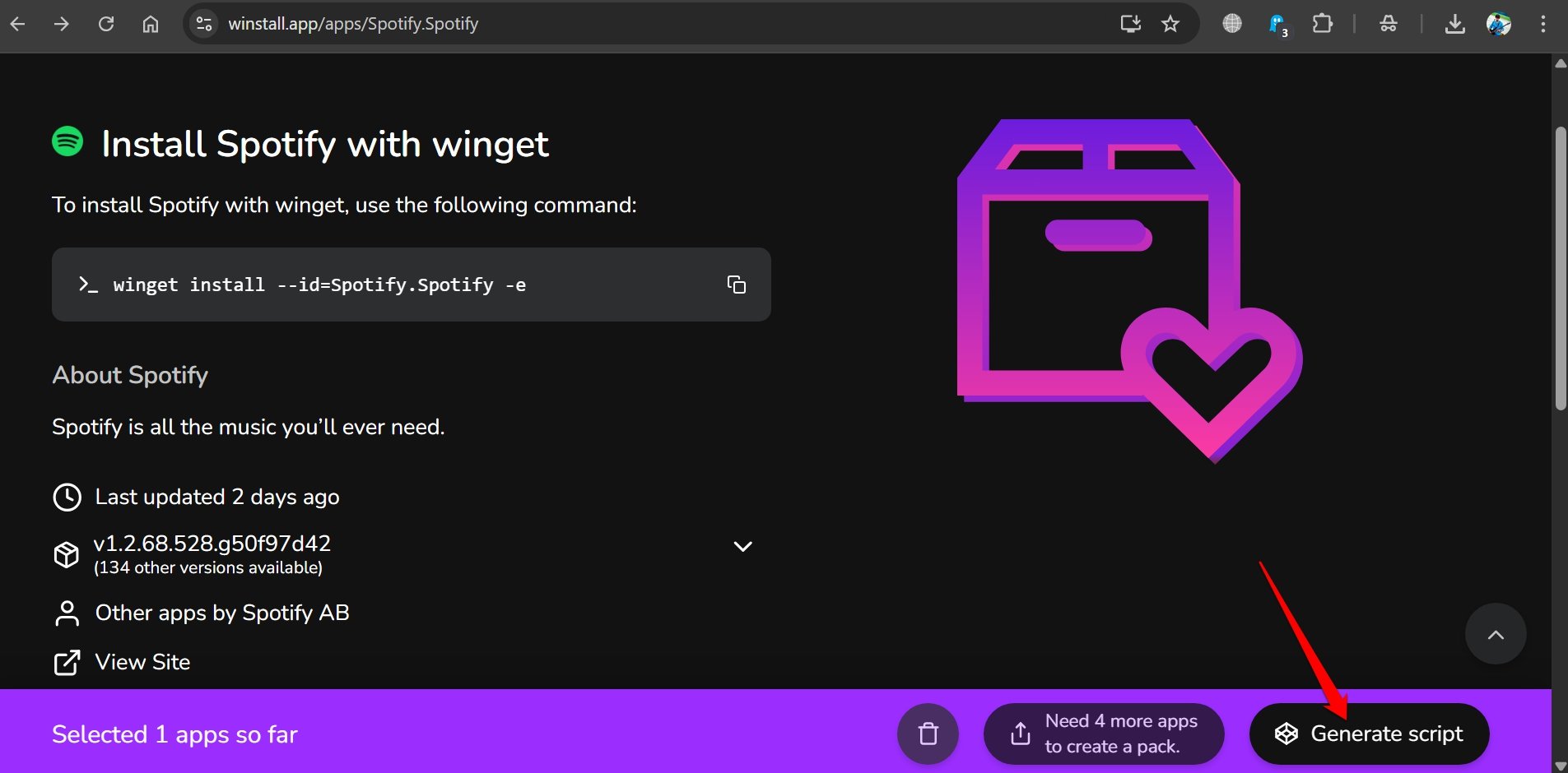 generate script on Winstall 