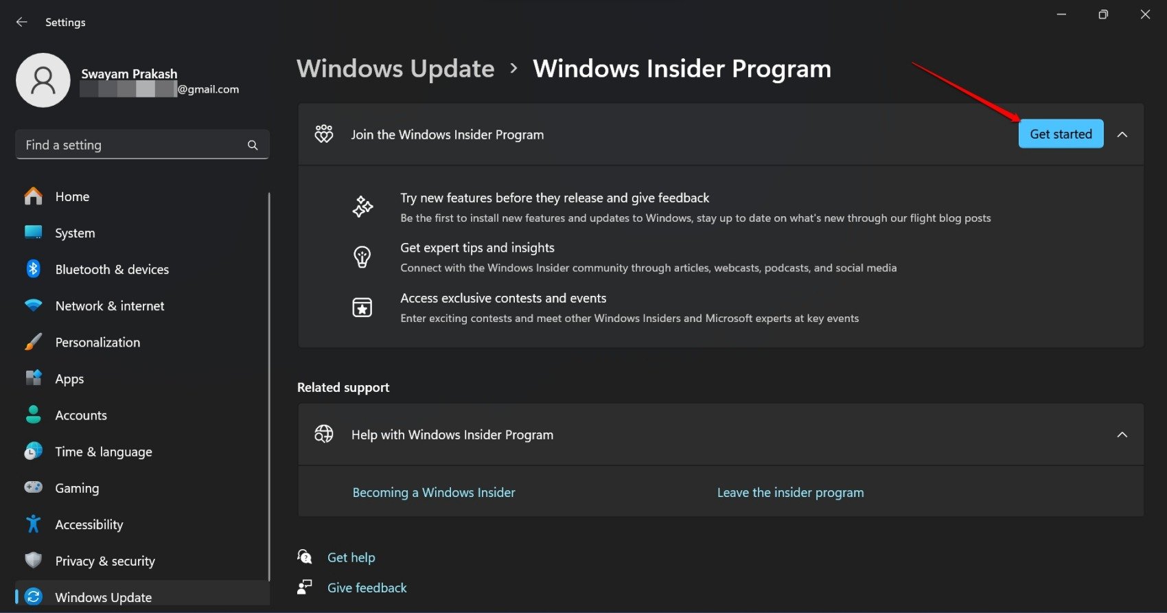 начать работу с программой Windows Insider